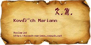 Kovách Mariann névjegykártya