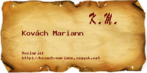 Kovách Mariann névjegykártya