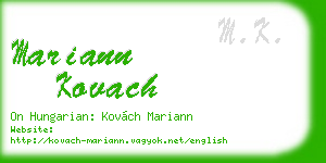 mariann kovach business card