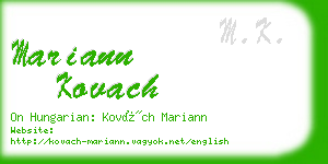 mariann kovach business card